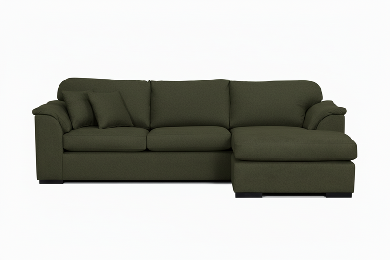 Bondi 4 Seater Rounded Arm Right Chaise in Fabric, 285cm