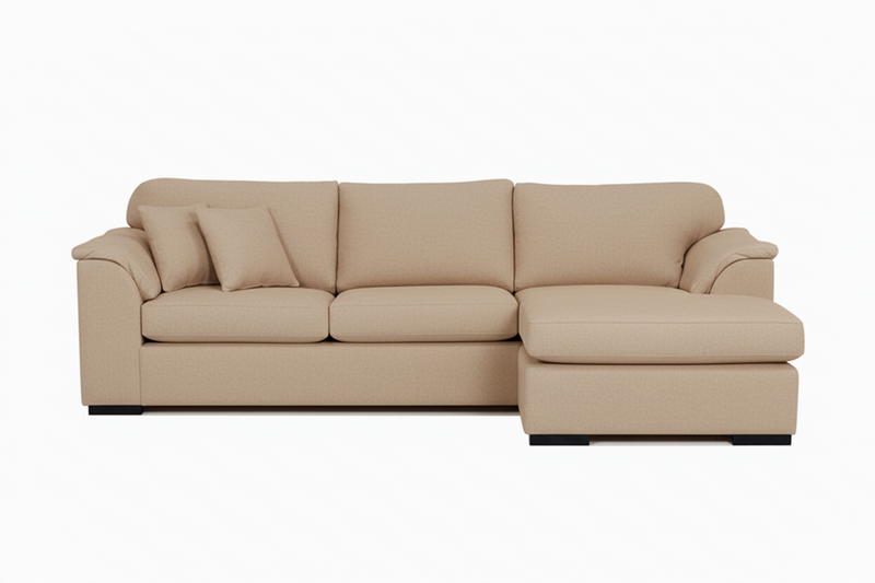 Bondi 4 Seater Rounded Arm Right Chaise in Fabric, 285cm