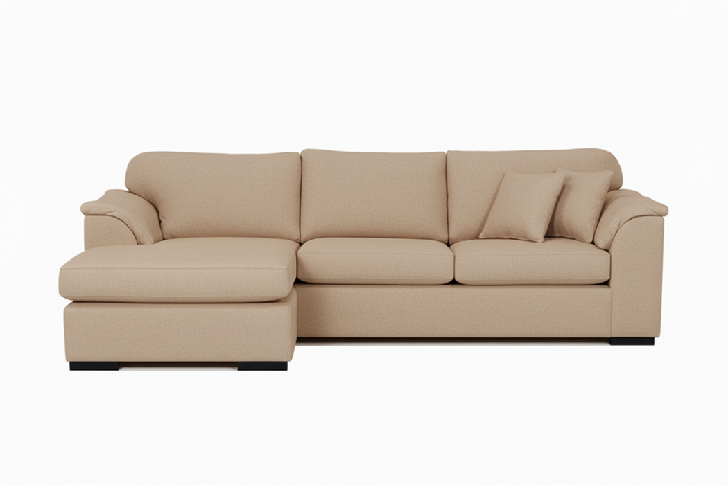 Bondi 4 Seater Rounded Arm Chaise in Fabric, 285cm