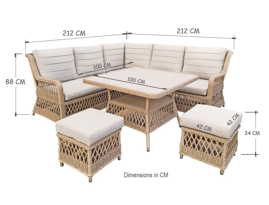 Corfu Wicker Outdoor Corner Lounge Set - Natural