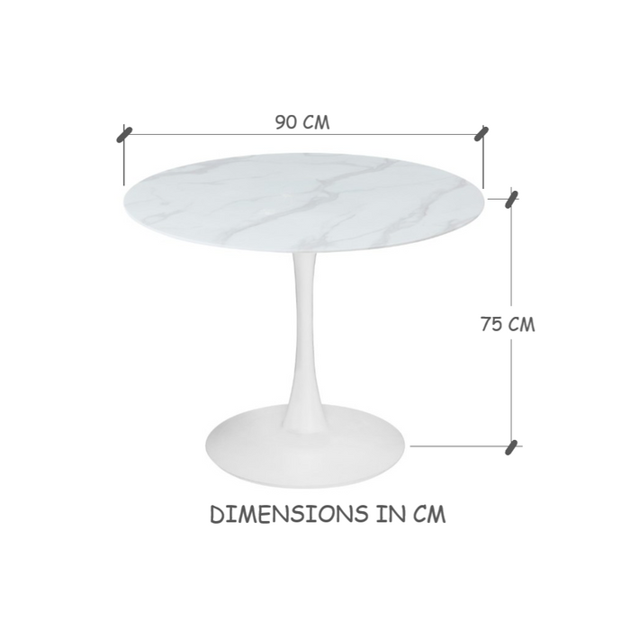 Espana Tulip Round Dining Table, White