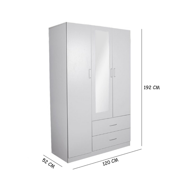 Redmond 3 Door Wardrobe White 120cm