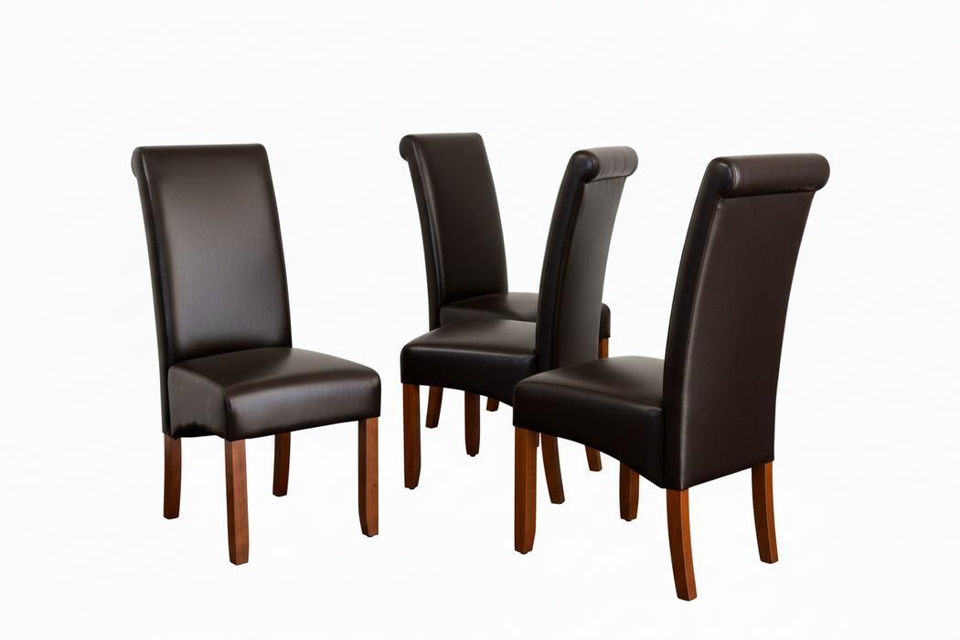 (Set of 4) Avalon Faux Leather Dark Brown Dining Chairs