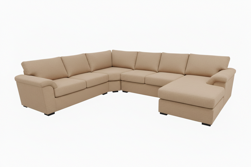 Madrid Corner Lounge Rounded Arms with Right-Chaise in Fabric