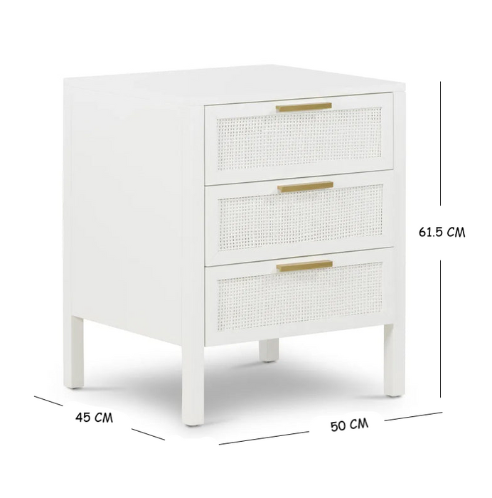 Santorini 3 Drawer Bedside White