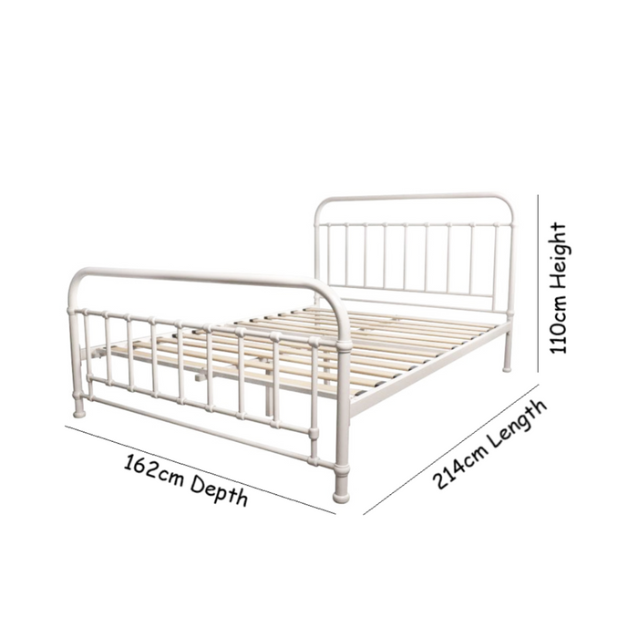 Kiama Queen Size Bed Metal Frame White