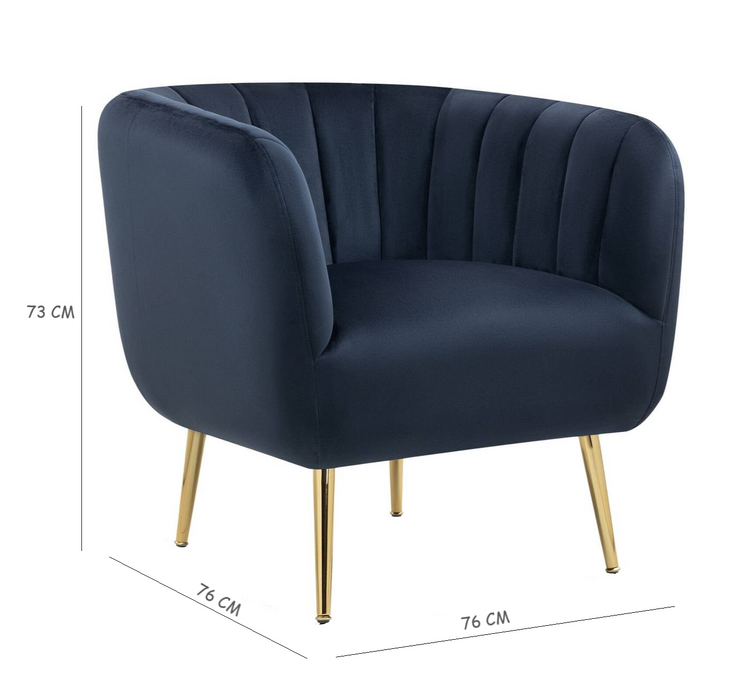 Cecil Velvet Navy Accent Tub Chair