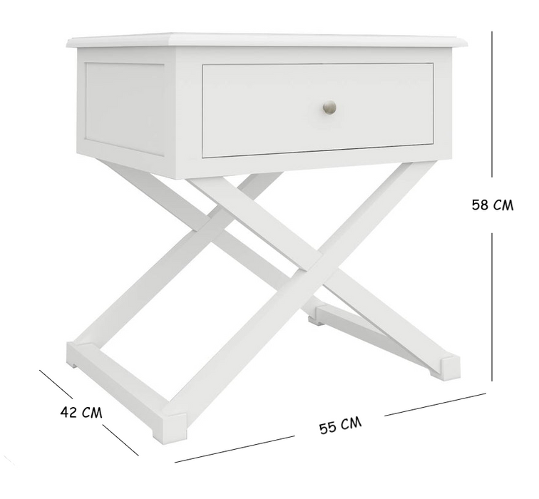White Hampton Cross Side Table