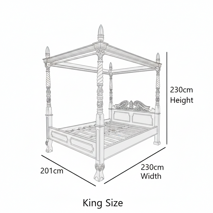 Jepan Mahogany Four Poster Timber Bed