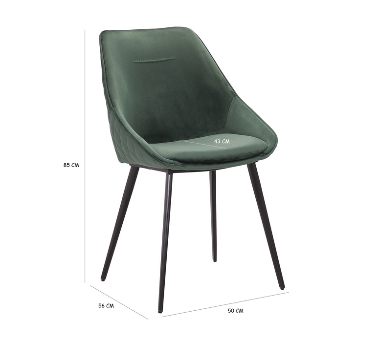 (Set of 2)  Bellagio Velvet Emerald Dining Chairs