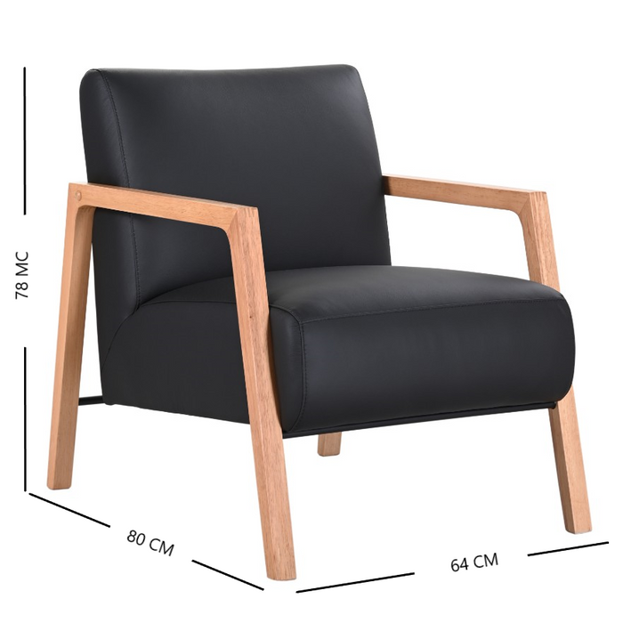 Mason Black Full Leather Arm Chair