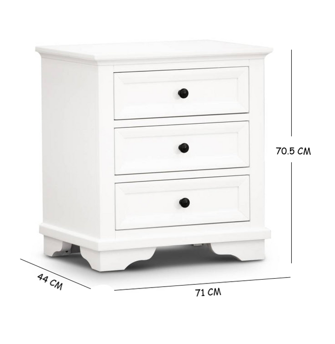 Sala 3 Drawer Bedside White