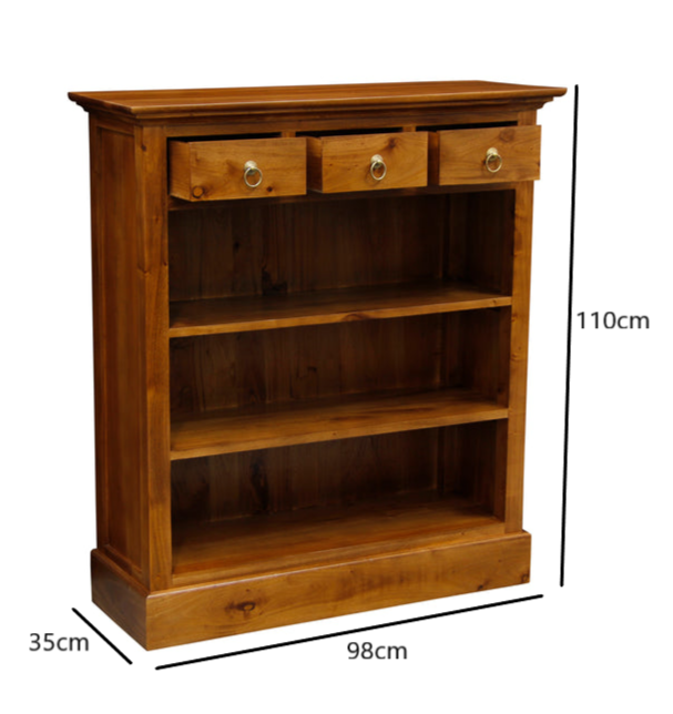 Tasmania 3 Drawer Timber Bookcase