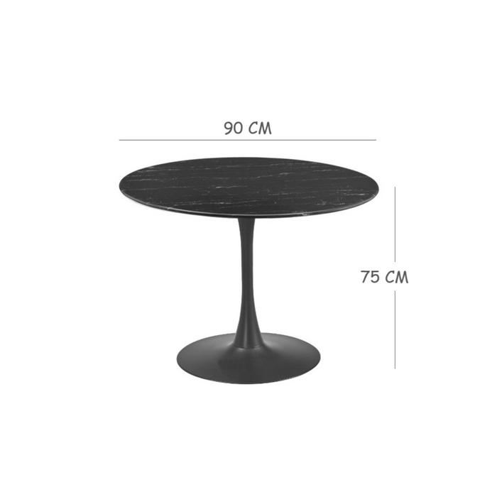 Espana Tulip Round Dining Table, Black