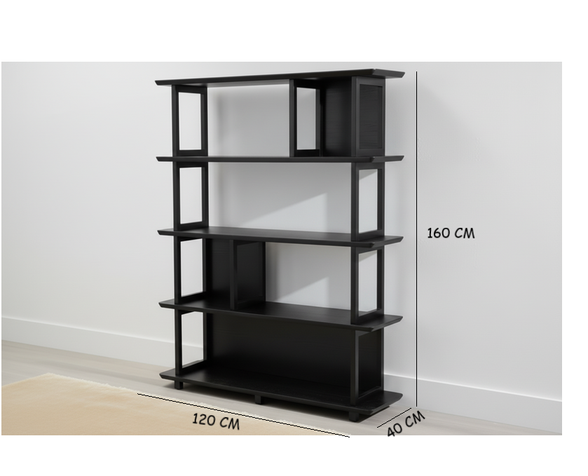 Apollo Bookcase Black 120cm