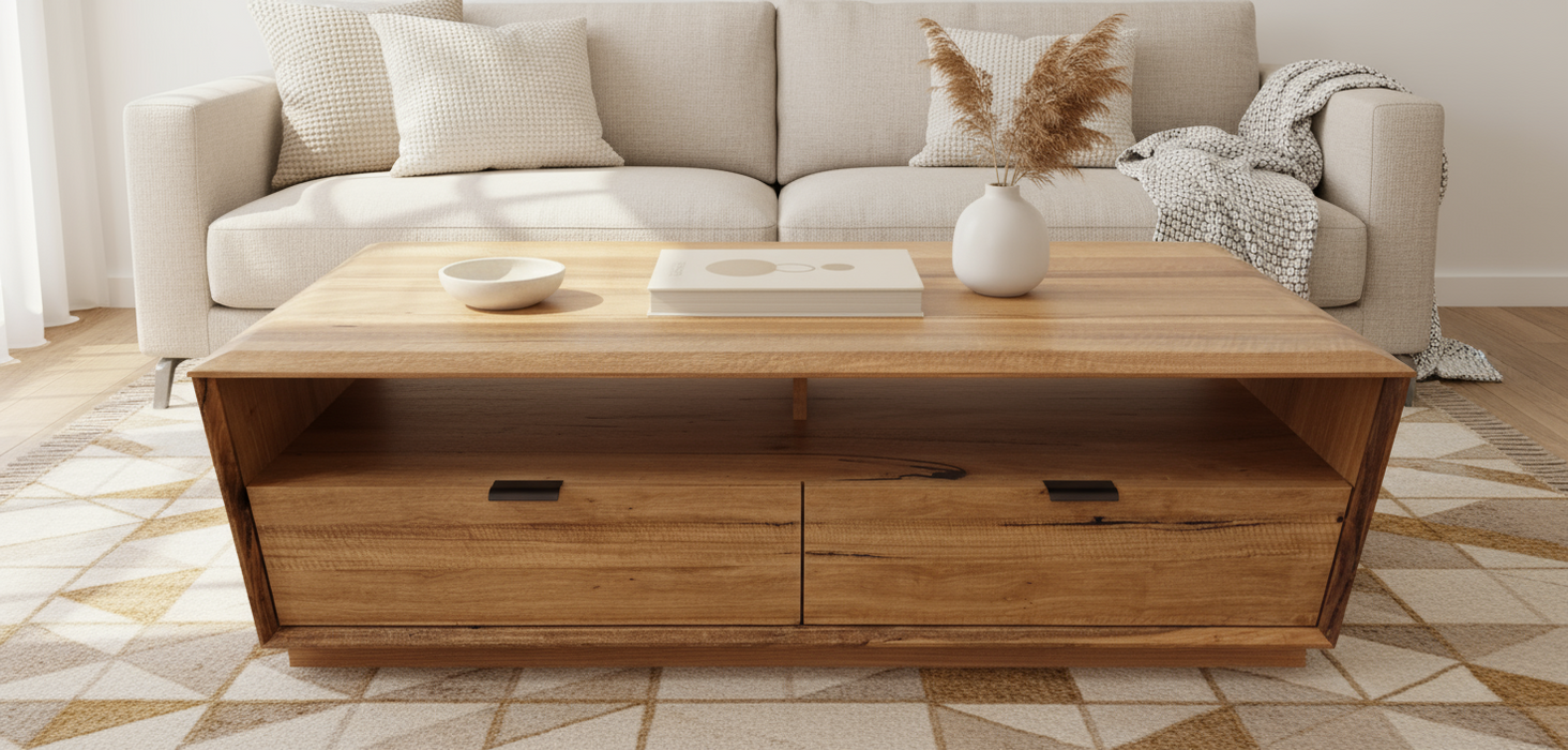 Gavana 2 Drawer Solid Timber Coffee Table