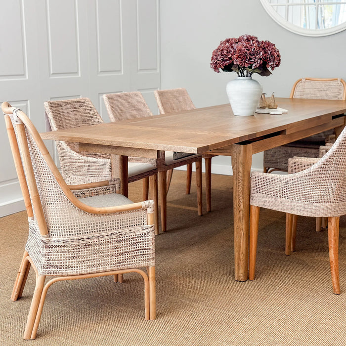 Barrosa Extendable Hamptons Dining Table Oak Wood