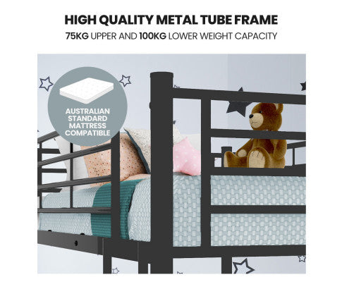 Slumber 2 in 1  Single Metal Bunk Bed Frame Dark Matte Grey