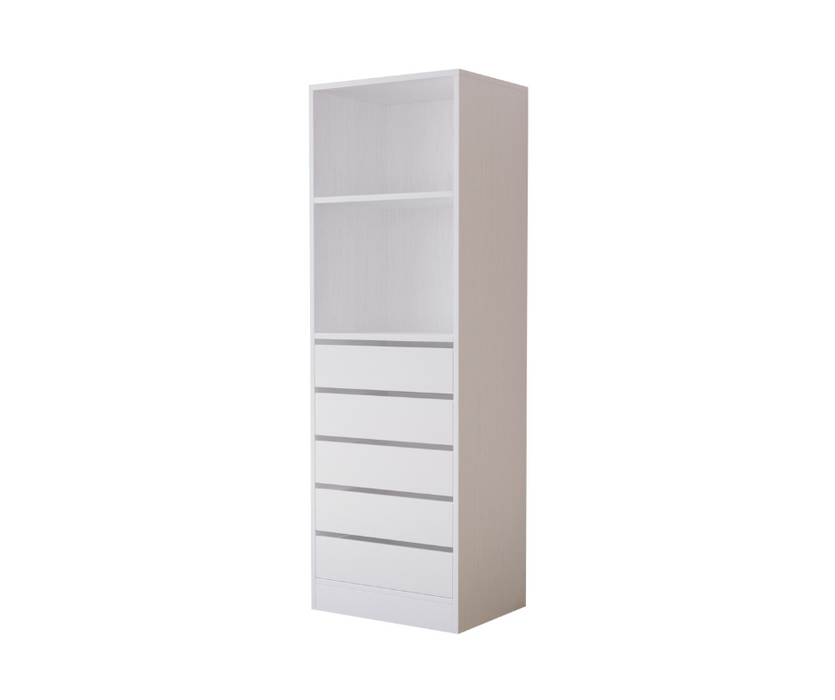 Botany 60cm Built-In Wardrobe with 5 Drawers - White