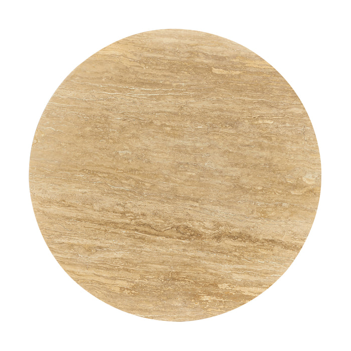 Raphael Round Travertine Coffee Table Walnut