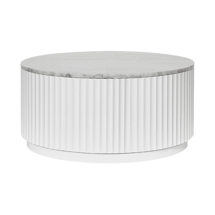 Raphael Round Carrara Marble Coffee Table White