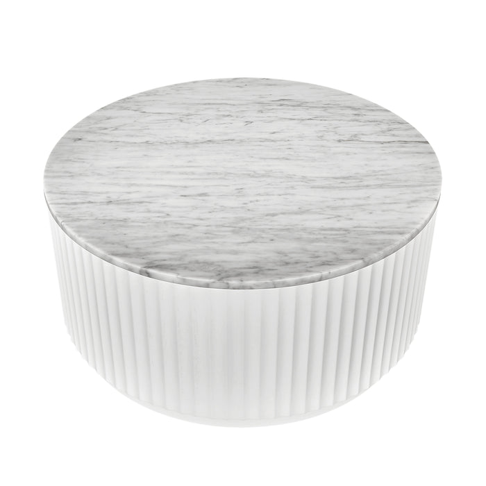 Raphael Round Carrara Marble Coffee Table White