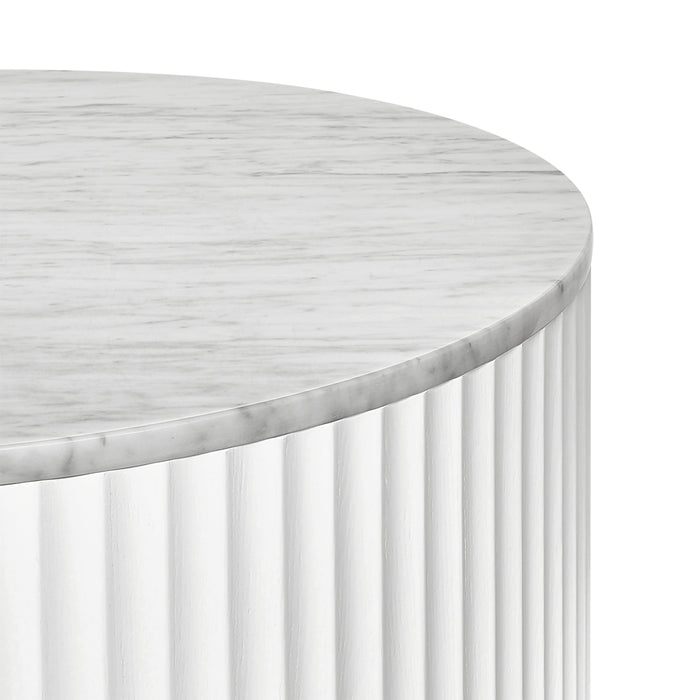 Raphael Round Carrara Marble Coffee Table White