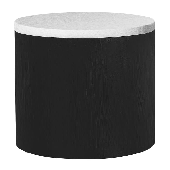 Hudson Round Marble Side Table with Black Base