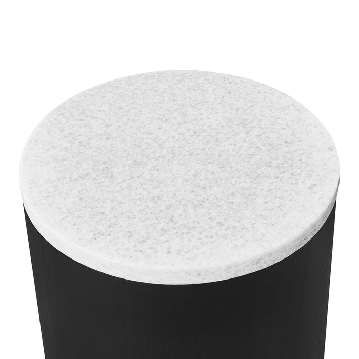 Hudson Round Marble Side Table with Black Base