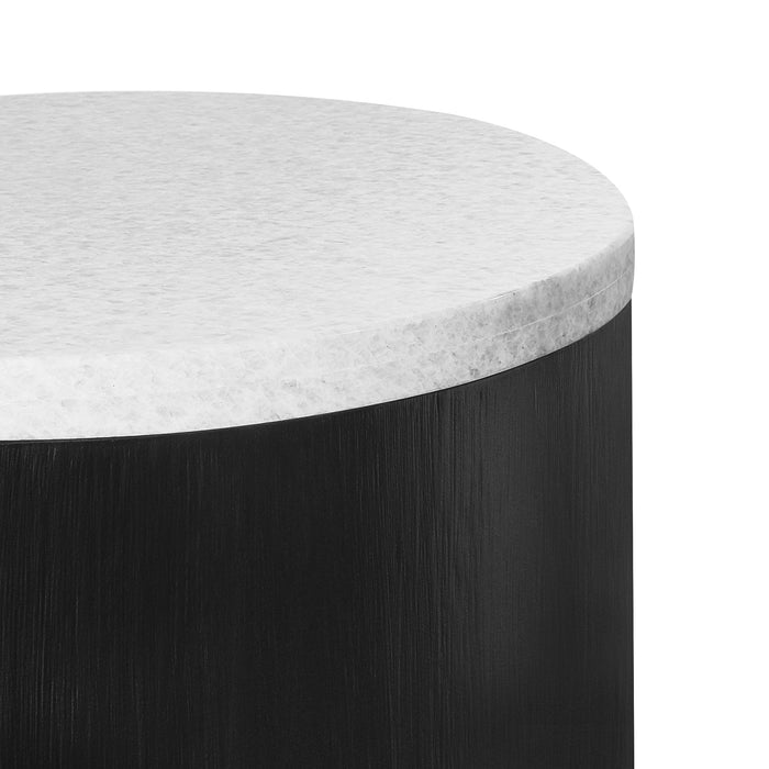 Hudson Round Marble Side Table with Black Base