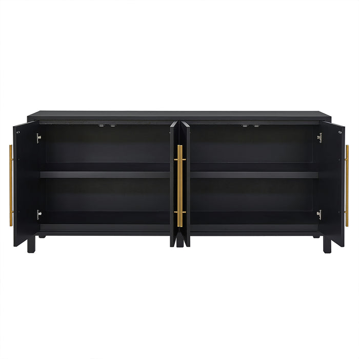 Mayfield Fluted 4 Door Sideboard Buffet Black