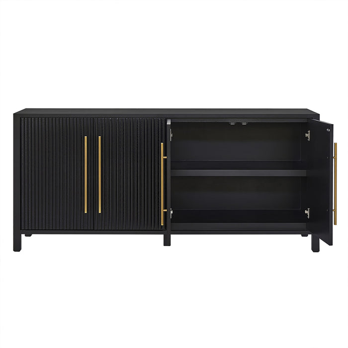 Mayfield Fluted 4 Door Sideboard Buffet Black