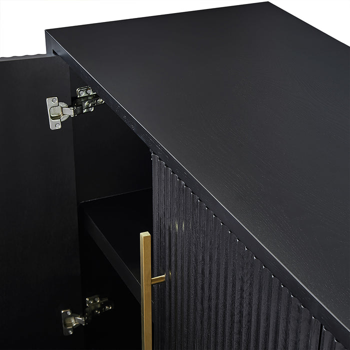 Mayfield Fluted 4 Door Sideboard Buffet Black