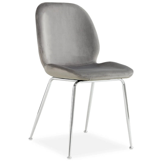 Verma Velvet Fabric Dining Chair, Grey with Chrome Legs