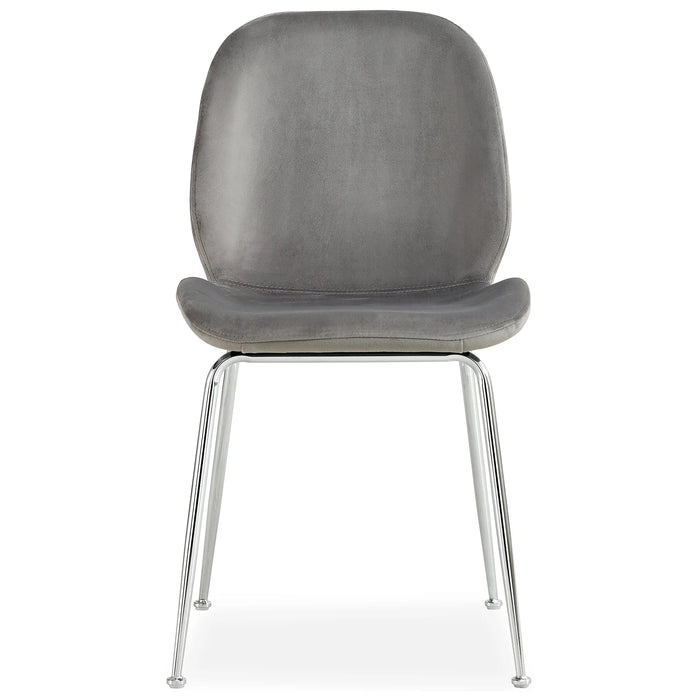 Verma Velvet Fabric Dining Chair, Grey with Chrome Legs