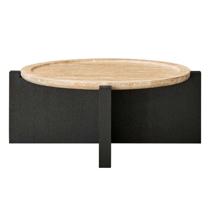 Portland Round Travertine Coffee Table