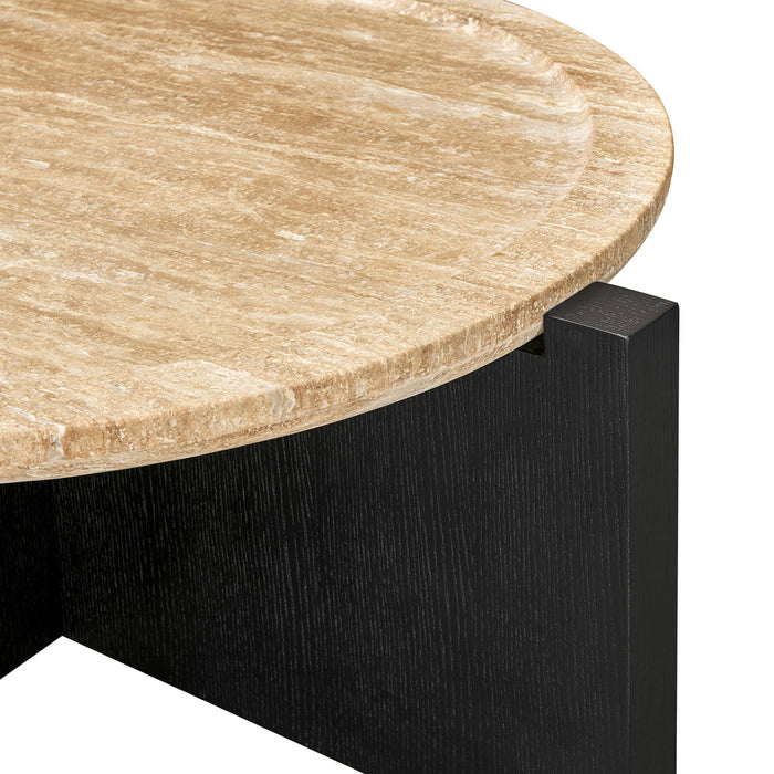Portland Round Travertine Coffee Table