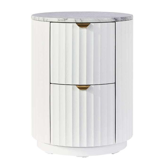 Raphael Round Carrara Marble Side Table White