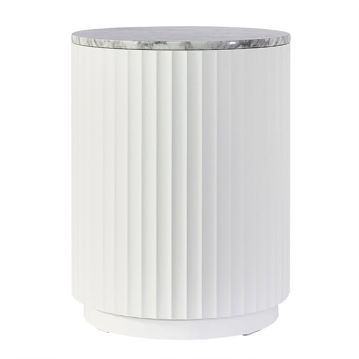 Raphael Round Carrara Marble Side Table White