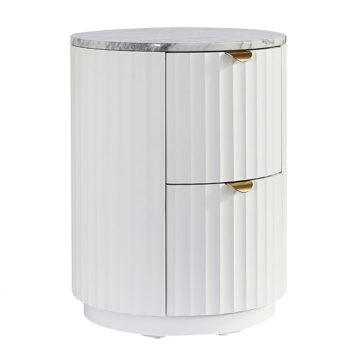 Raphael Round Carrara Marble Side Table White