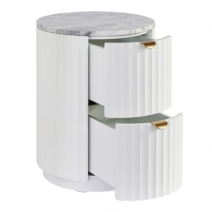 Raphael Round Carrara Marble Side Table White