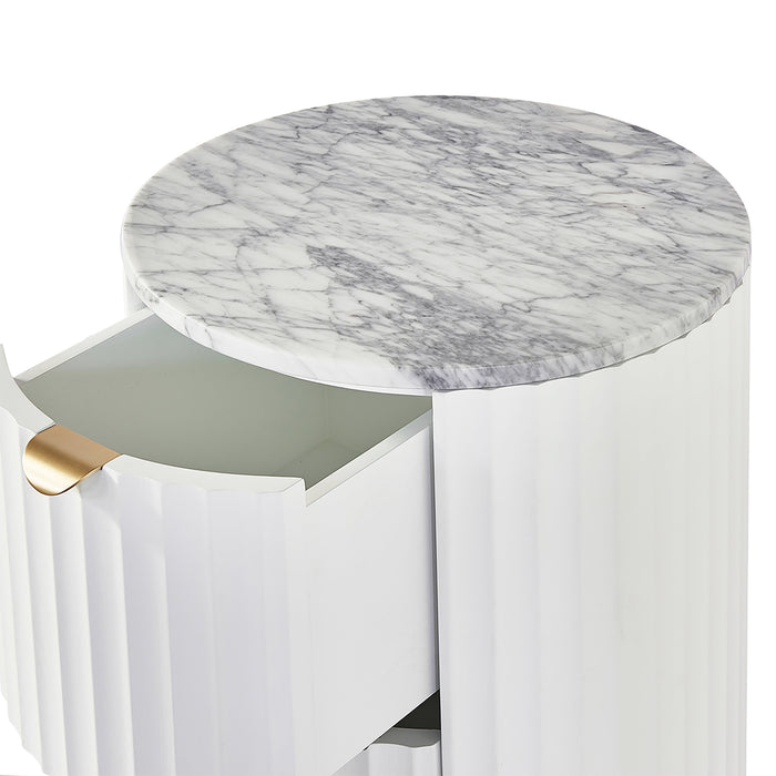 Raphael Round Carrara Marble Side Table White