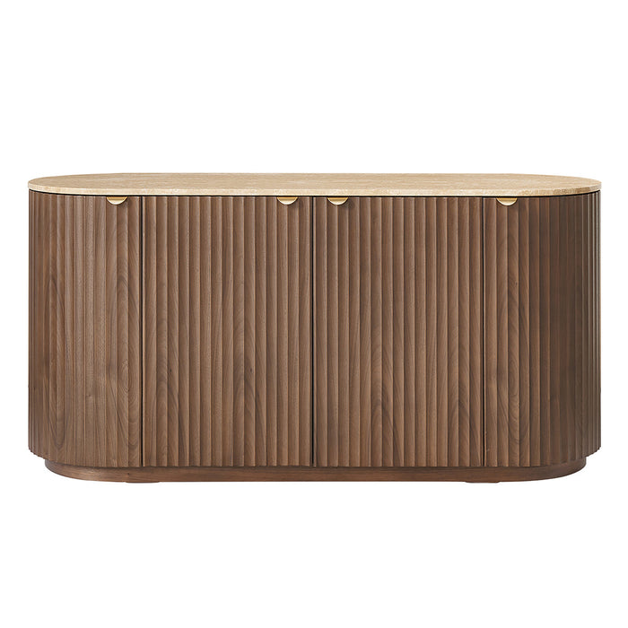 Raphael Travertine 4 Door Side Board Buffet Walnut