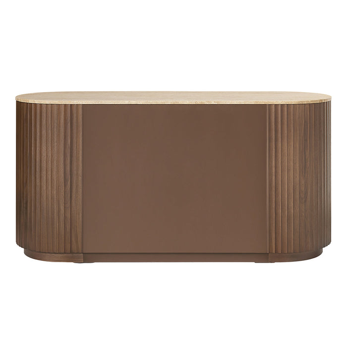 Raphael Travertine 4 Door Side Board Buffet Walnut