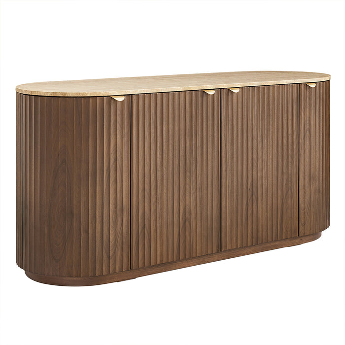 Raphael Travertine 4 Door Side Board Buffet Walnut