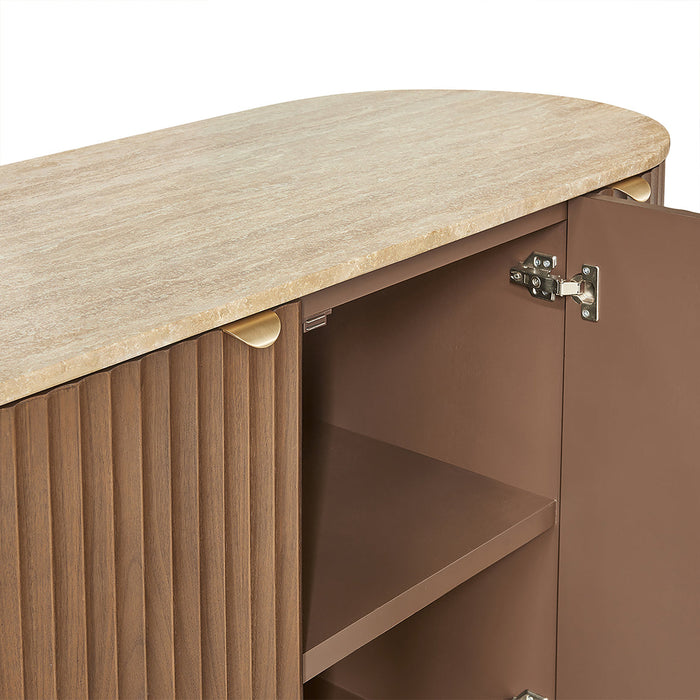 Raphael Travertine 4 Door Side Board Buffet Walnut