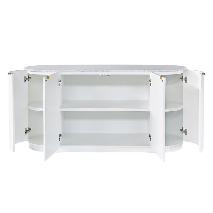 Raphael Marble 4 Door Side Board Buffet White