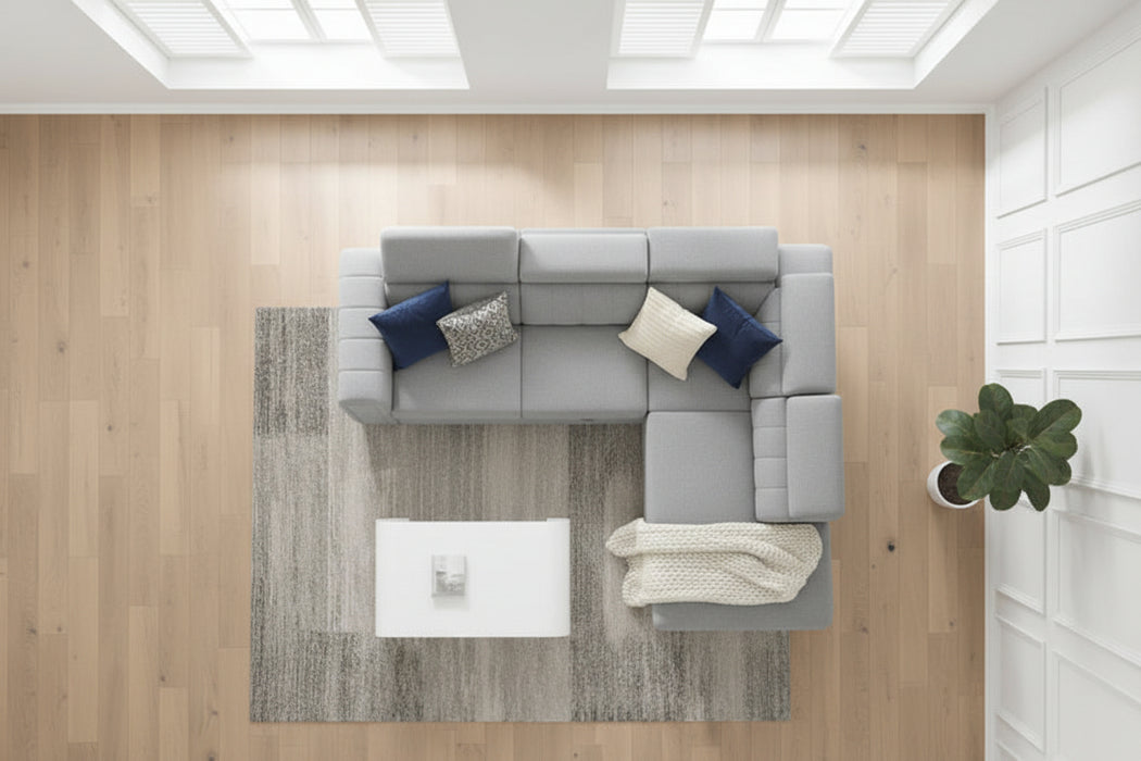 Adela 5 Seater Fabric Sofa Bed with Chaise Grey