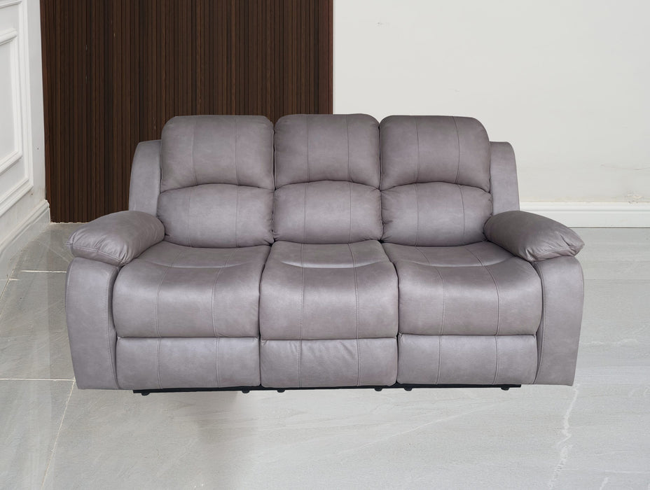 Boston 3 Seater Leather Look Fabric Manual Recliner Truffle Two