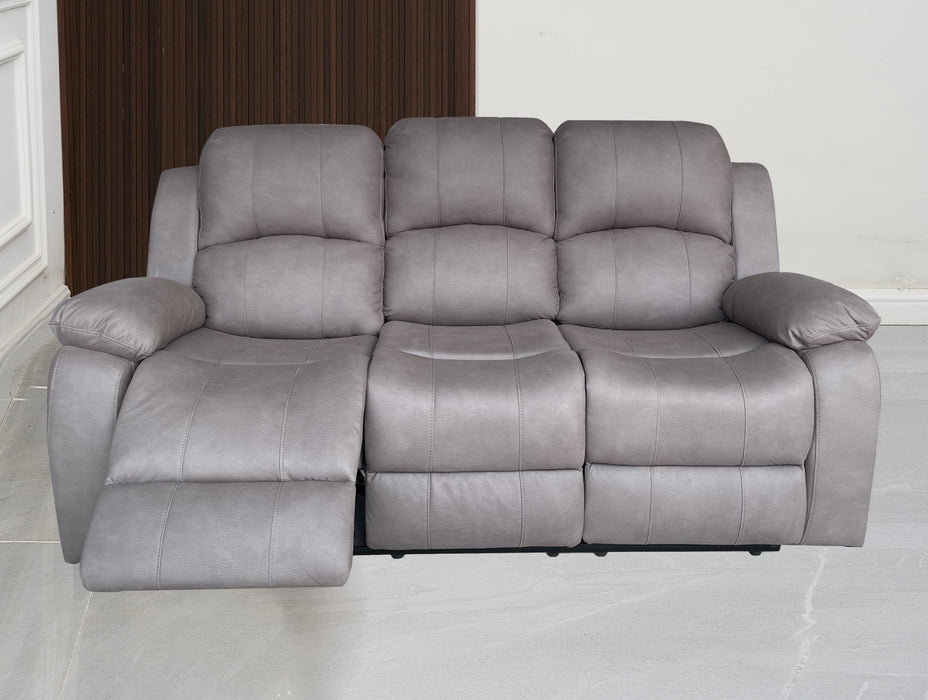 Boston 3 Seater Leather Look Fabric Manual Recliner Truffle Two